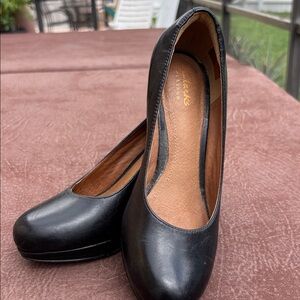 Clarks Black Leather Heels